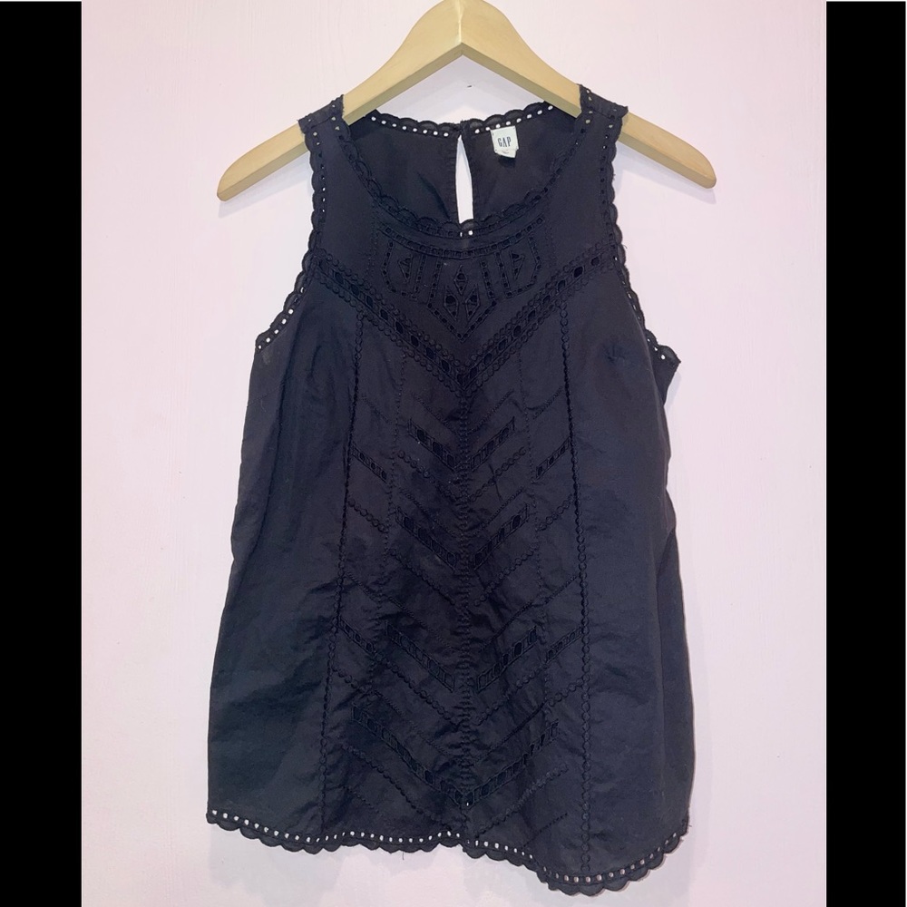 Black Embroidered Sleeveless Blouse